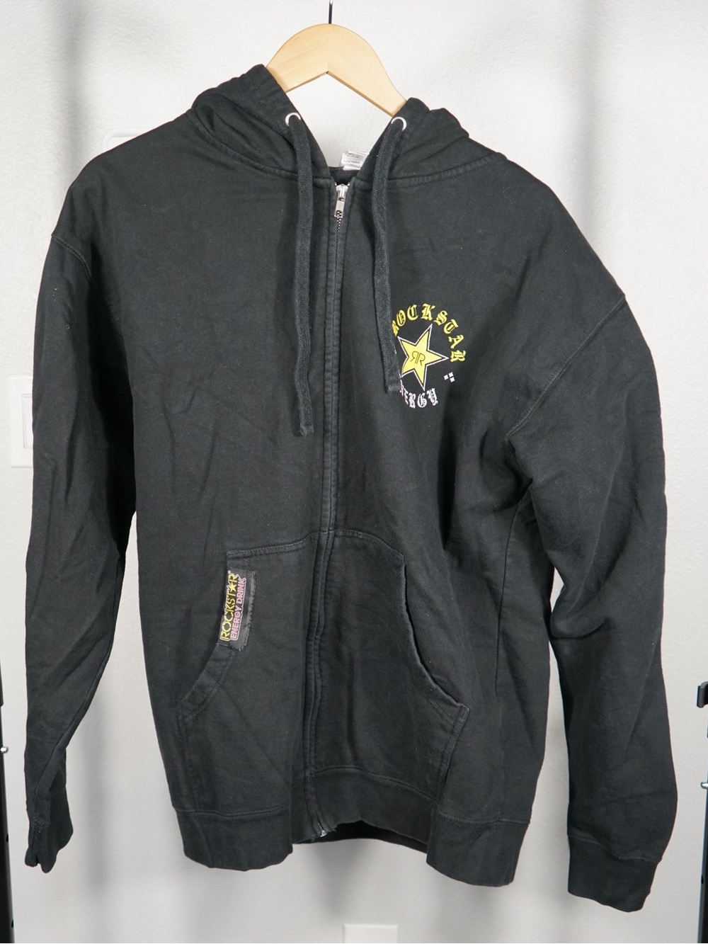 Rockstar Energy Black Zip-Up Hoodie Sweatshirt